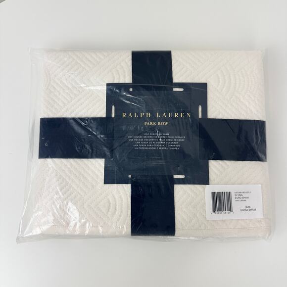Ralph Lauren Park Row Elysia Euro Pillow Sham Chic Cream Cotton $300 NEW NWT - Picture 5 of 10